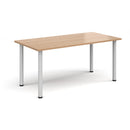 Rectangular radial leg meeting table in beech wood by Dams, showcasing a sturdy, natural finish and modern design.