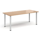 Rectangular radial leg meeting table in beech wood by Dams, with a smooth surface and sturdy design for conference or meeting rooms.