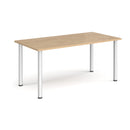 Rectangular radial leg meeting table in Kendal Oak by Dams, with a smooth wooden surface and sturdy radial leg design.