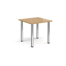 Dams rectangular radial leg meeting table in oak with a smooth wooden surface and sturdy radial leg design.