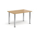 Rectangular radial leg meeting table in oak wood with natural finish, designed by Dams, suitable for conference or office use.