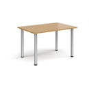 Rectangular radial leg meeting table in oak wood with natural finish, designed for conference or meeting rooms by Dams.