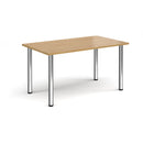 Rectangular radial leg meeting table in oak wood, designed by Dams, with a smooth tabletop and sturdy radial leg support.