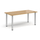 Rectangular radial leg meeting table in oak wood with Dams branding, featuring a smooth tabletop and sturdy wooden legs.