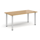 Rectangular radial leg meeting table in oak wood with Dams brand sturdy design and natural wood finish.