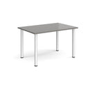 Rectangular radial leg meeting table in onyx grey with Dams branding, showcasing a modern office or conference room table.