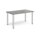 Rectangular radial leg meeting table in Onyx Grey by Dams, showing a modern office workspace with smooth surface and sturdy legs.