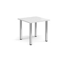 White rectangular radial leg meeting table by Dams with a smooth surface and sturdy legs, ideal for conference rooms or collaborative spaces.
