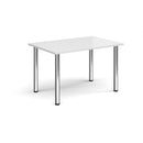 White rectangular radial leg meeting table by Dams with sturdy legs, ideal for conference or office use.