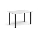 White rectangular radial leg meeting table by Dams, showing a modern design with sturdy radial legs and a smooth tabletop.