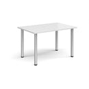 White rectangular radial leg meeting table by Dams with sturdy legs, ideal for conference and collaborative spaces.
