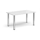 White rectangular radial leg meeting table by Dams with a smooth surface and sturdy radial legs.