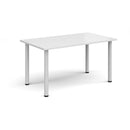 White rectangular radial leg meeting table by Dams, showcasing a sleek, modern design with sturdy radial legs.