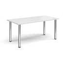 White rectangular radial leg meeting table by Dams with sturdy legs and smooth surface, ideal for conference or collaborative spaces.