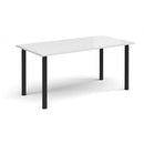 White rectangular radial leg meeting table by Dams with sturdy white legs, ideal for conference or collaborative spaces.