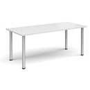 White rectangular radial leg meeting table by Dams, showcasing a modern design with sturdy radial legs and a smooth surface.