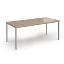 Dams Flexi 25 rectangular table with silver frame and Kendal oak tabletop, modern dining or workspace furniture.