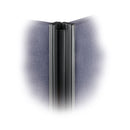 Dams fabric floor-standing screen with 2-way panel linking strip, showcasing the fabric surface and connecting panels.