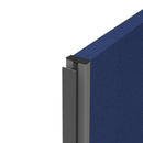 Dams 1200mm floor-standing fabric screen with 2-way panel linking strip, showcasing the fabric panel and connecting hardware.