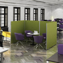 Dams 1200mm floor-standing fabric screen with 4-way panel linking strip for flexible room partitioning.