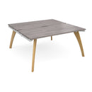Dams Fuze Back To Back Desks in Grey Oak finish, featuring modern office workspace with clean lines and ample surface area.