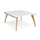 Dams Fuze Back To Back Desks in white, showing a modern office workspace with two connected desks and clean white finish.