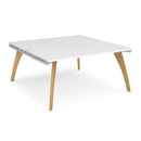 Dams Fuze Back To Back Desks in white, featuring sleek, modern office furniture with two connected workstations and clean design.