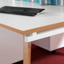 Dams Fuze Back To Back Desks in white, showing a modern office setup with two connected desks and clean, minimalist design.
