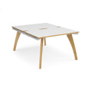 Fuze Back To Back Desks by Dams, white and oak finish, showing a modern office workspace with interconnected desks and clean design.