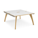 Dams Fuze Back To Back Desks in white and oak finish, featuring a modern workspace with clean lines and functional design.