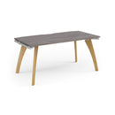 Dams Fuze Single Desk in grey oak finish with sleek modern design and flat surface, ideal for home or office workspace.