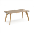Dams Fuze Single Desk in Kendal Oak with sleek wood finish and modern design, ideal for home or office workspace.