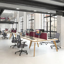 Fuze Double Back To Back Desks in black by Dams, featuring a modern office setup with two workstations back to back.