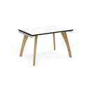 Dams Fuze Single Desk in white and black with sleek, modern design and spacious work surface.