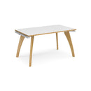 Dams Fuze Single Desk in white and oak finish with a sleek, modern design and spacious workspace.