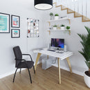 Dams Fuze Single Desk in white and oak finish, featuring a sleek contemporary design suitable for home or office workspace.