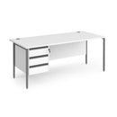 White Dams Contract 25 800mm deep straight desk with H-frame legs, 3-drawer pedestal, and spacious work surface.