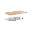 Dams Pisa rectangular coffee table with beech top and round chrome base, modern living room furniture piece.