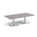 Dams Pisa rectangular coffee table with grey oak top and round chrome base, modern living room furniture piece