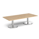 Dams Pisa rectangular coffee table with Kendal Oak finish and round chrome base, modern living room furniture.