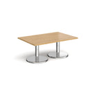 Dams Pisa rectangular coffee table with oak top and round chrome base, modern living room furniture piece.