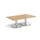 Dams Pisa rectangular coffee table with oak top and round chrome base, modern living room furniture piece