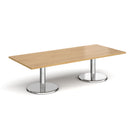 Dams Pisa rectangular coffee table with oak top and round chrome base, modern living room furniture piece.