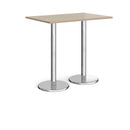 Dams Pisa rectangular poseur table with round chrome bases and Barcelona walnut finish, showing the modern tabletop and sturdy legs.