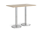 Dams Pisa rectangular poseur table with round chrome bases and Barcelona walnut tabletop, modern bar or café furniture.