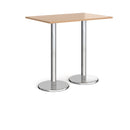 Dams Pisa rectangular poseur table with beech top and round chrome bases, ideal for modern seating areas.