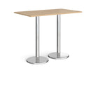Dams Pisa rectangular poseur table with Kendal Oak tabletop and round chrome bases, ideal for modern lounge or bar areas.