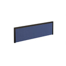 Blue fabric straight desktop screen with black aluminum frame by Dams, providing privacy and modern style for office desks.