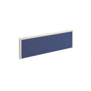 Blue fabric straight desktop screen with white aluminum frame by Dams, providing privacy and style for office desks.