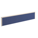 Blue fabric straight desktop screen with white aluminum frame, designed by Dams for office privacy and stylish workspace division.